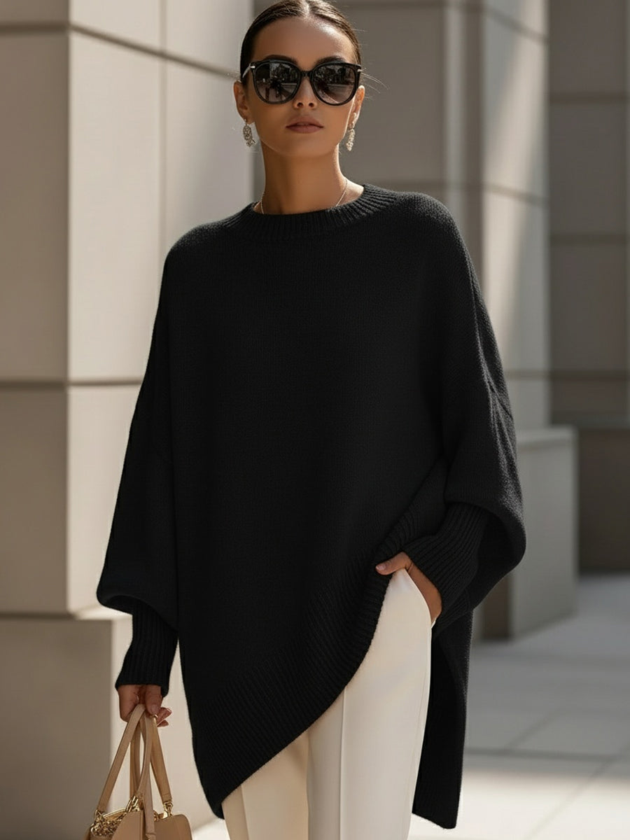Nina | Weiter Poncho aus Feinstrick