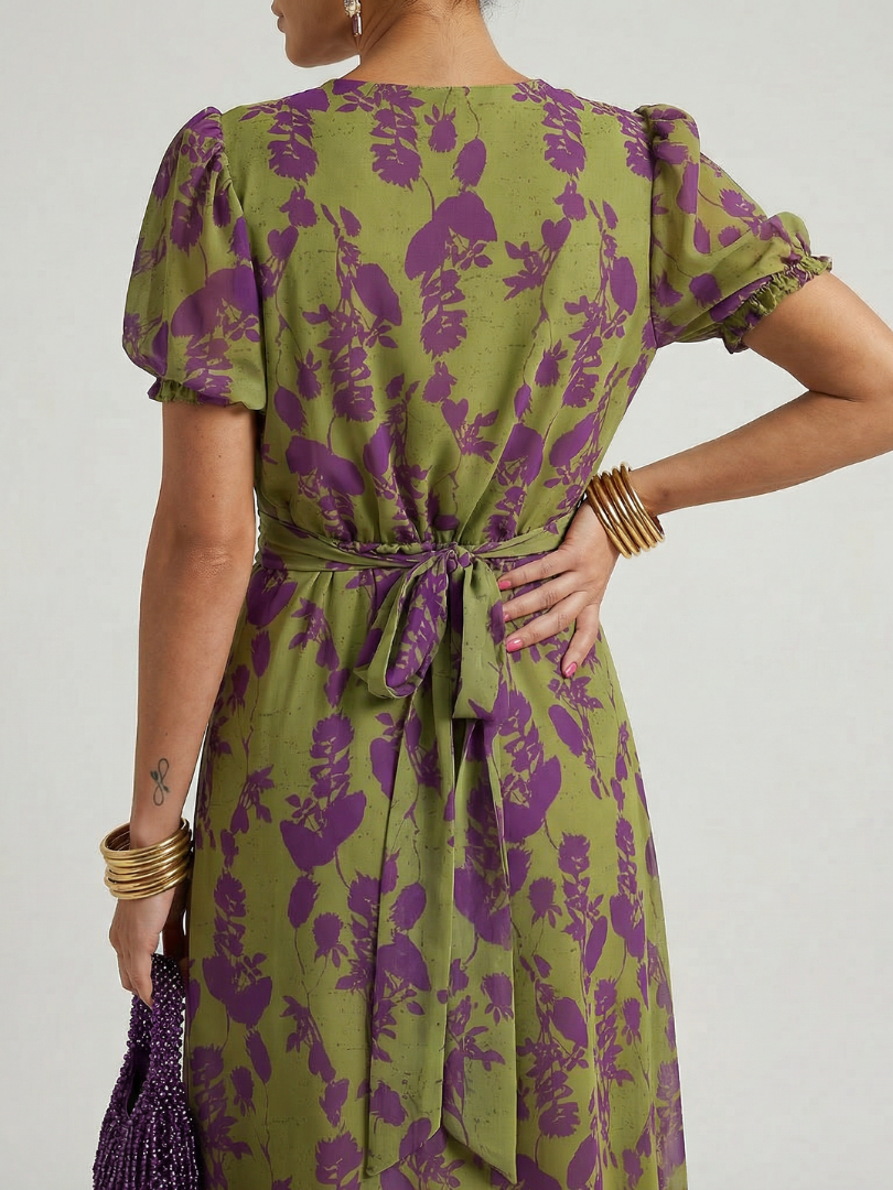 Winifred | Entspanntes Blumendesign Midi-Kleid