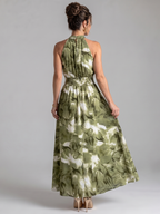 Aveline | Midikleid mit geraffter Taille und abstraktem Druck