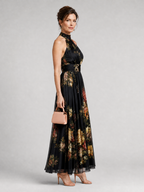 Adalina | Florales Neckholder-Midi-Kleid