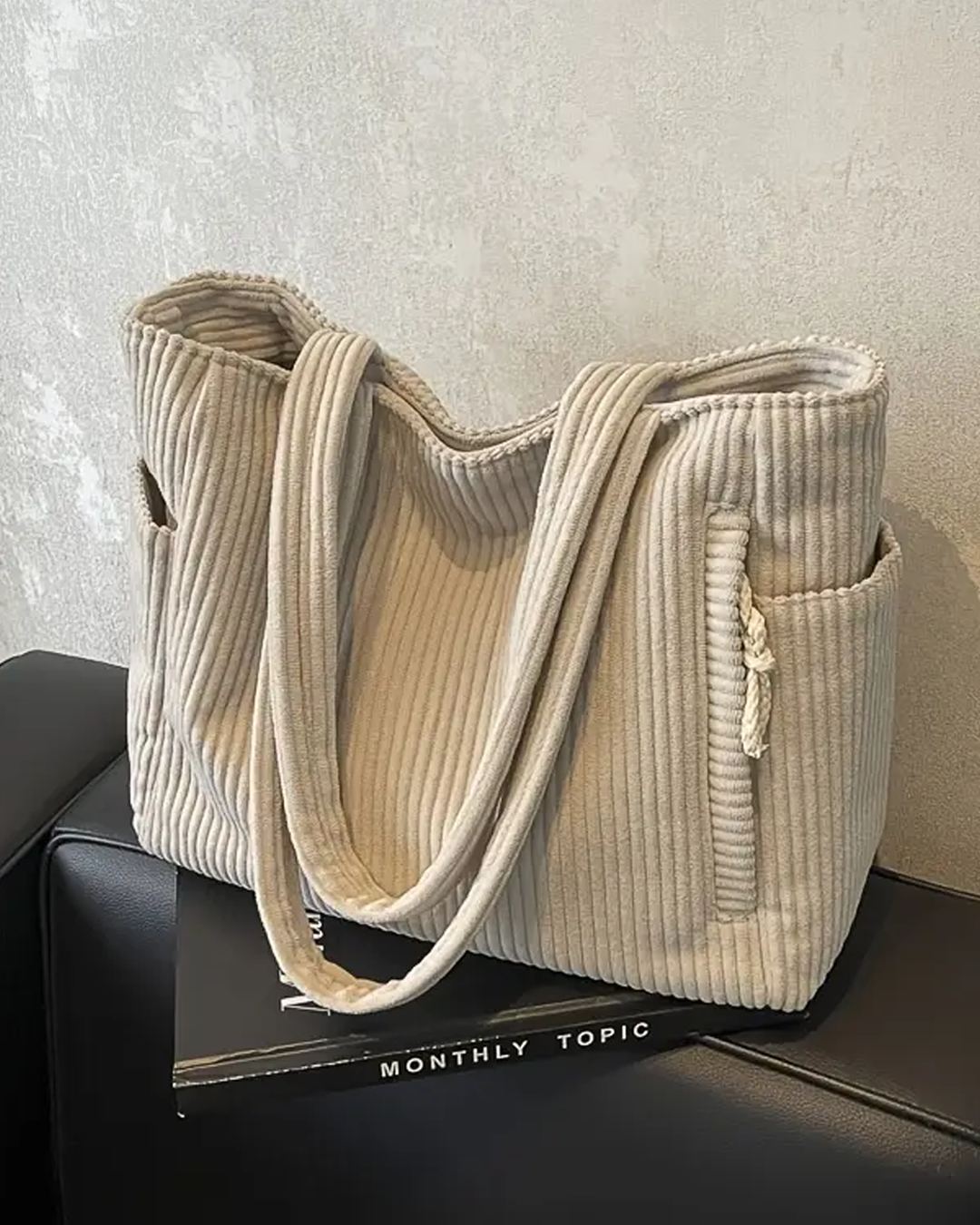 Frieda | Gerippte Tasche mit Kordel-Akzent