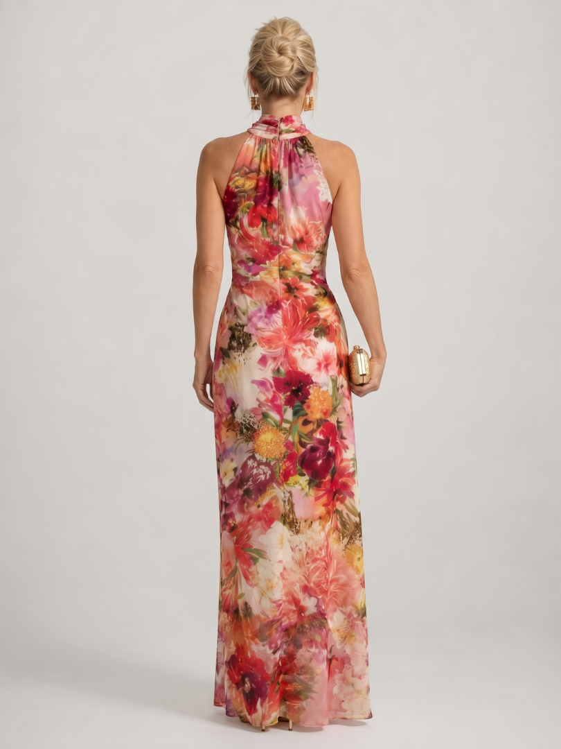 Cornelia | Halterneck Blumenmuster Maxikleid