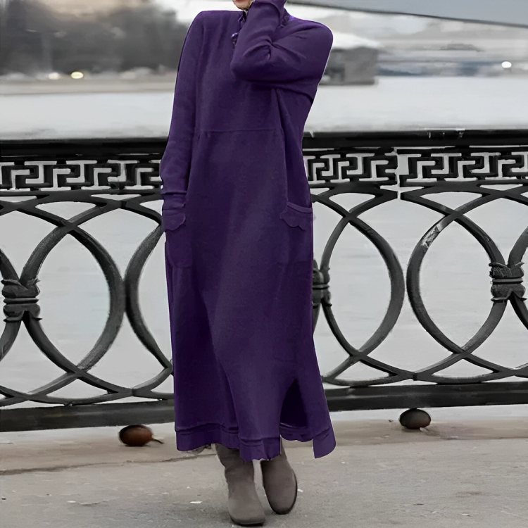 Vera | Langes Strickkleid mit Rundhals