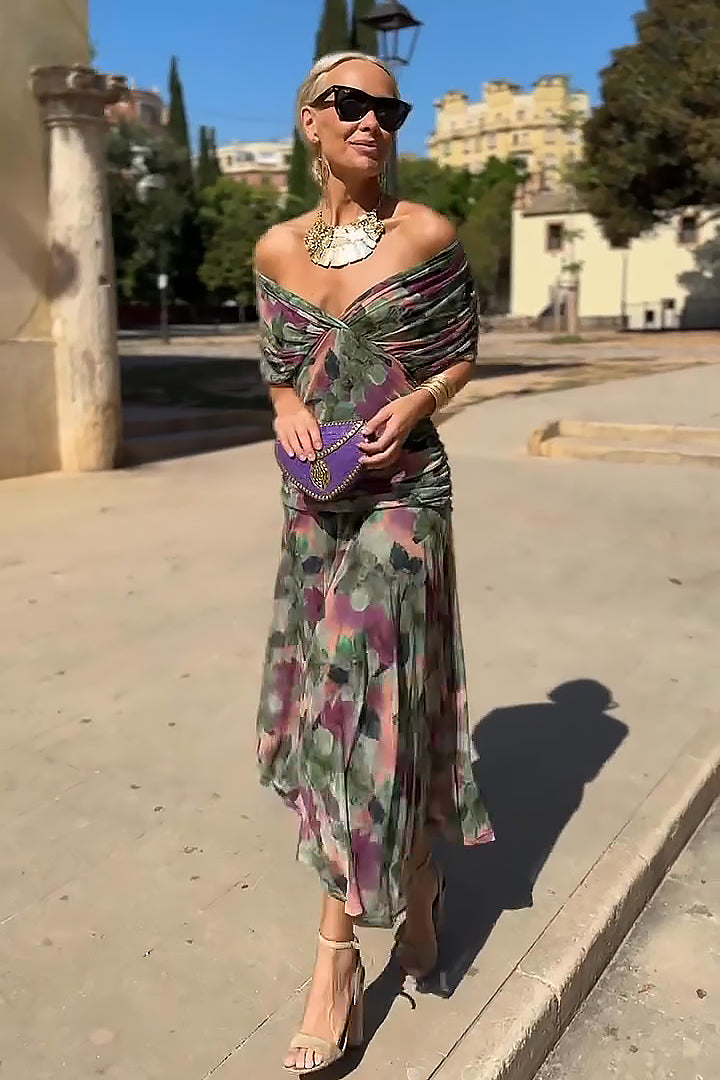 Nadine | Elegantes Maxi-Kleid mit Falten