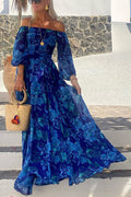 Vera | Langes Blumenkleid mit Schulterausschnitt