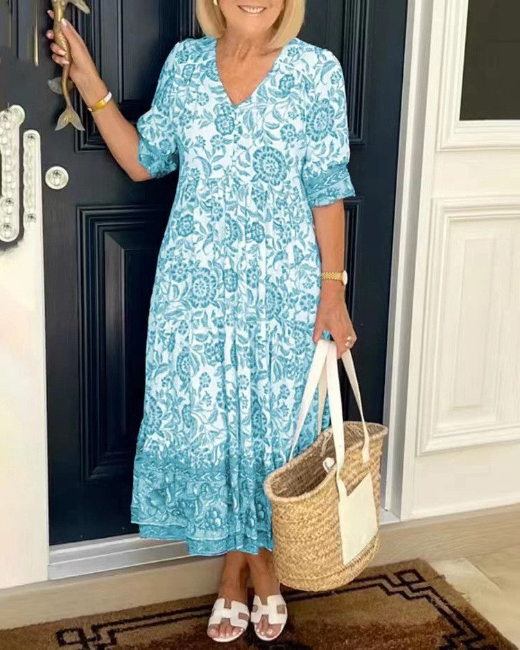 Vera | Romantisches Blumenkleid mit V-Ausschnitt