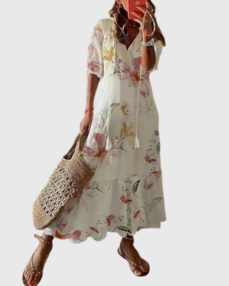 Valentina | Verspieltes Boho-Maxikleid im Vintagestil