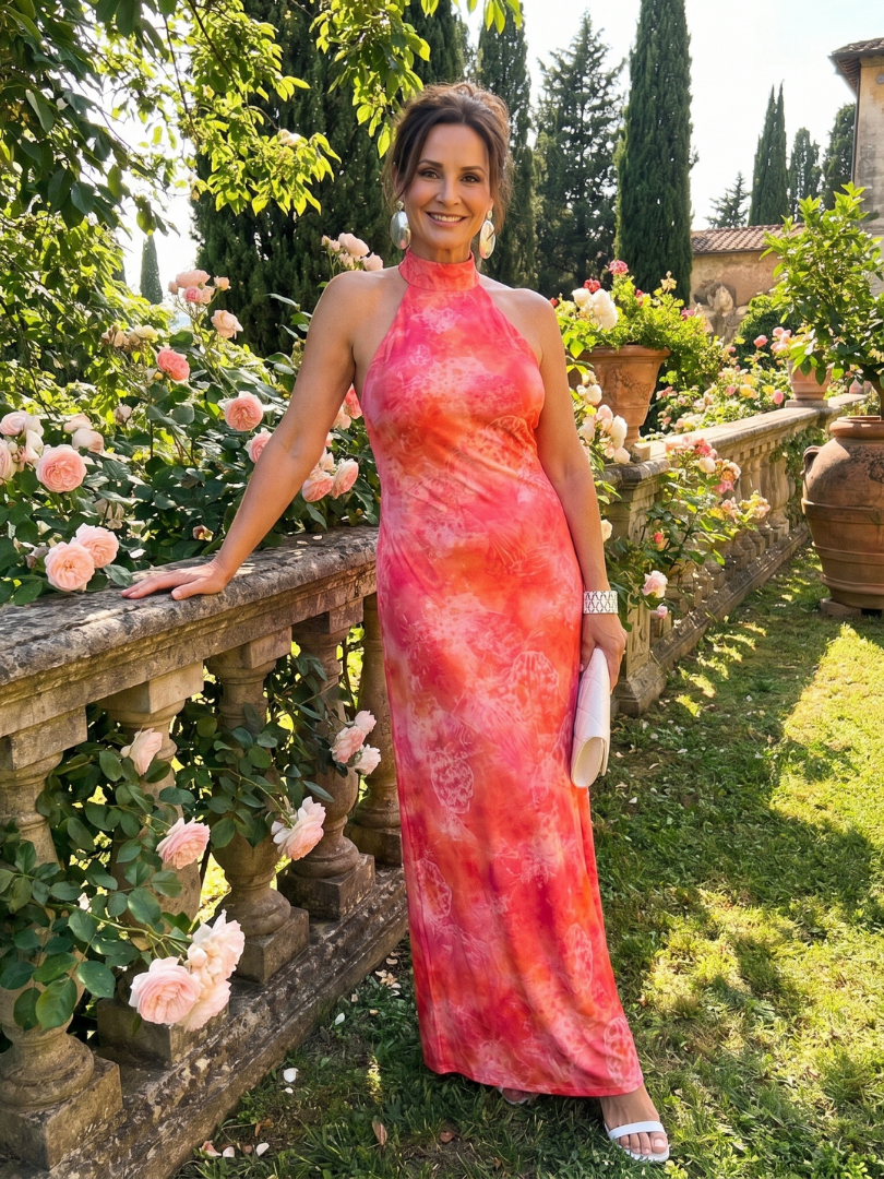 Amara | Neckholder Maxi-Kleid mit bedrucktem Muster