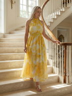 Fenja | Gerafftes Halter-Midikleid für jeden Tag