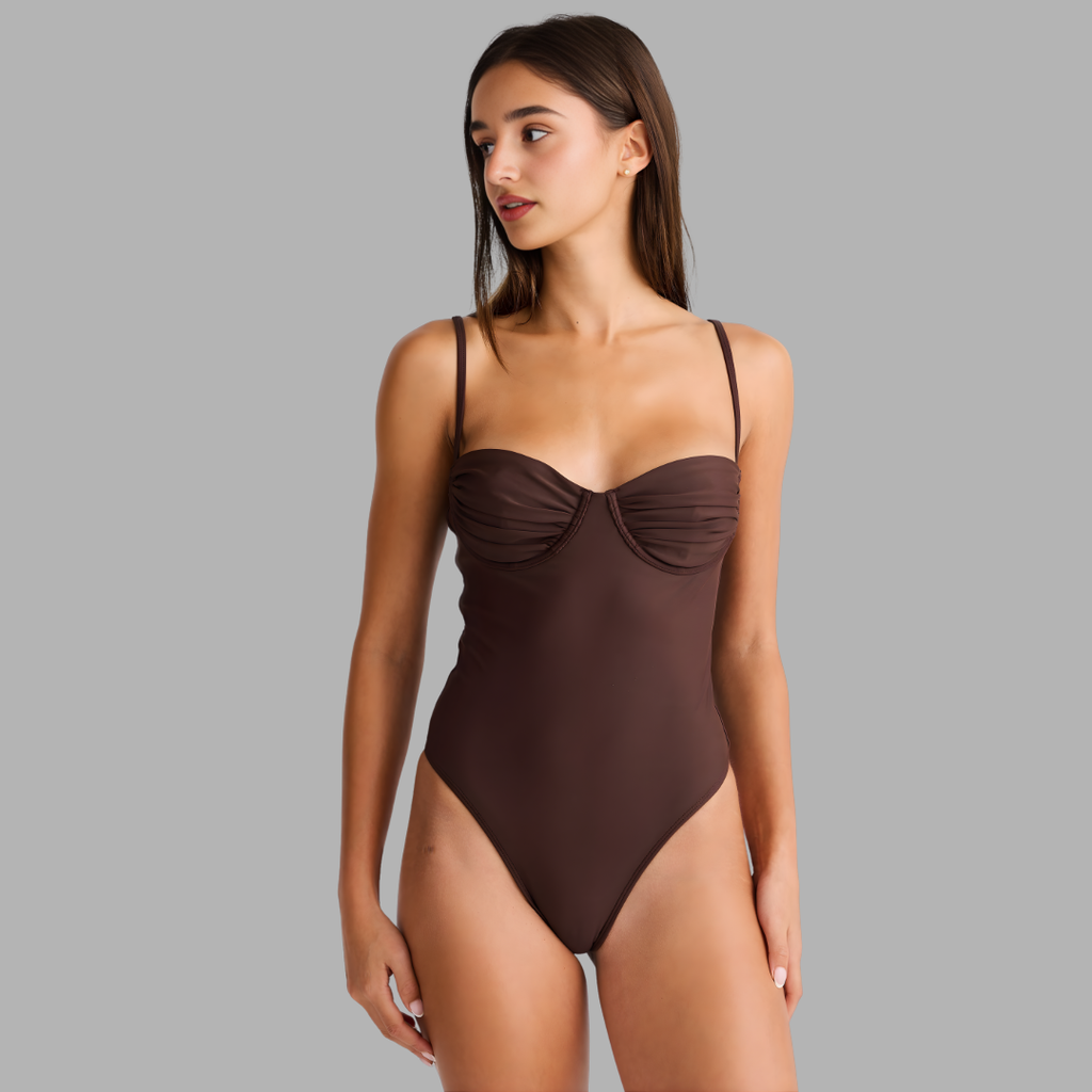 Frieda | Eleganter Badeanzug in Schokobraun