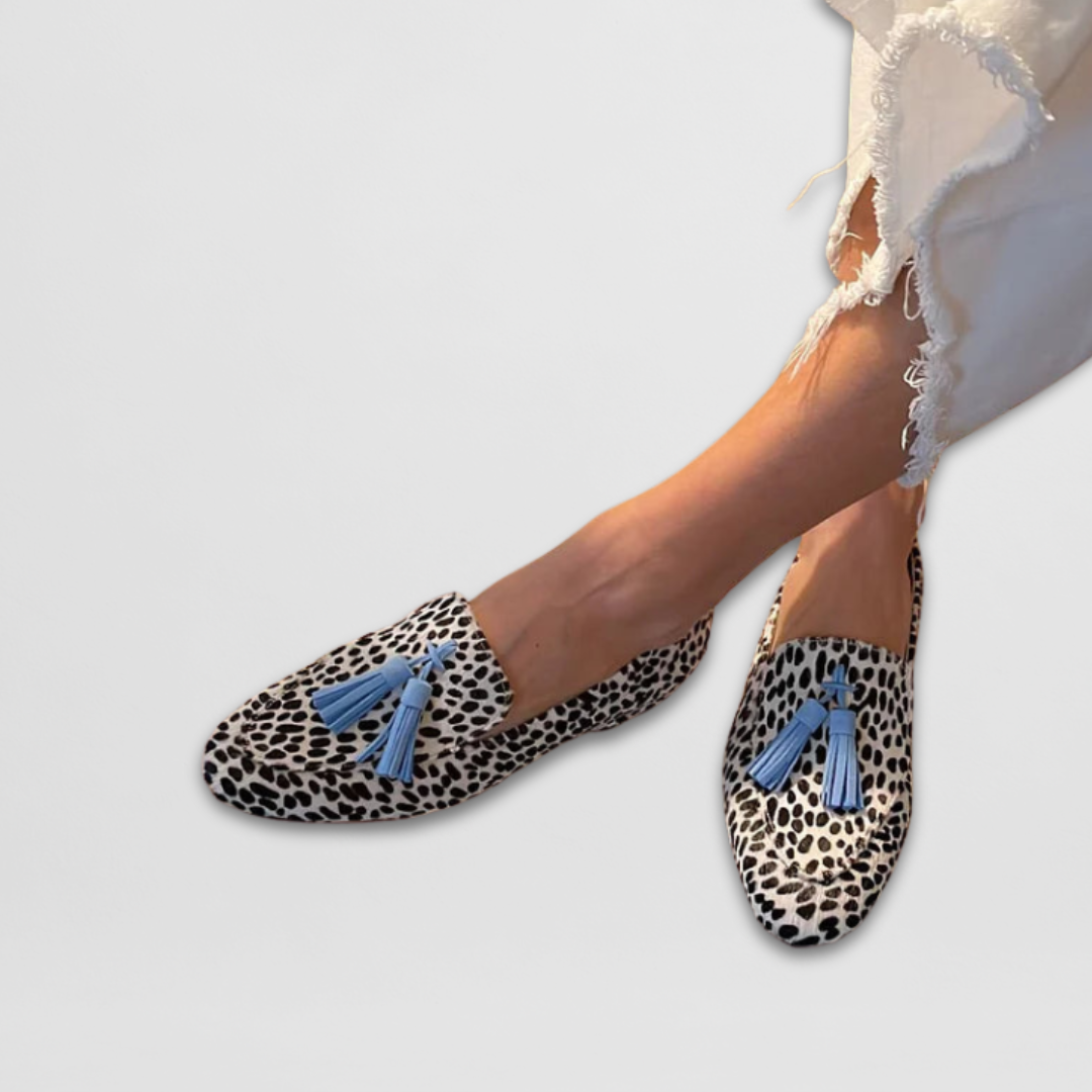 Frida | Samtpantolette mit Leopardenmuster