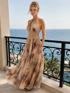 Rosalinde | Maxikleid mit Neckholder und Spitzenbund