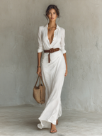 Vera | Langes Kleid mit Reverskragen