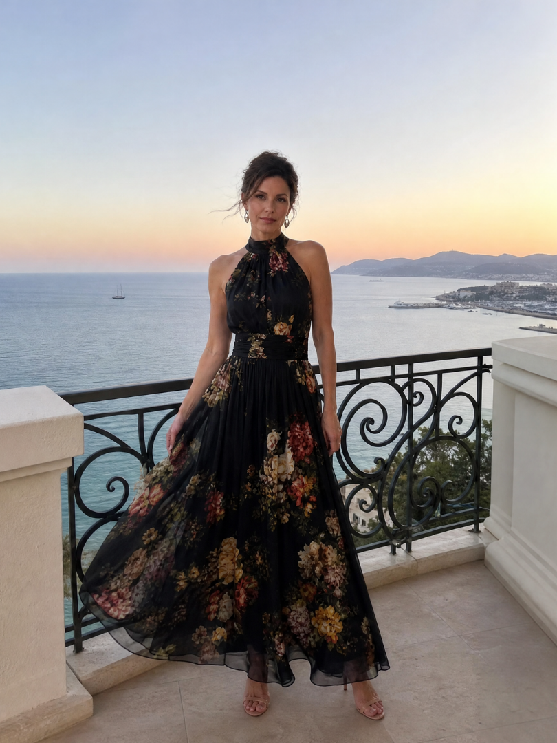 Adalina | Florales Neckholder-Midi-Kleid