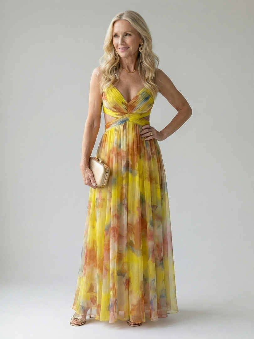 Vera | Fließendes Wickelkleid in Maxilänge