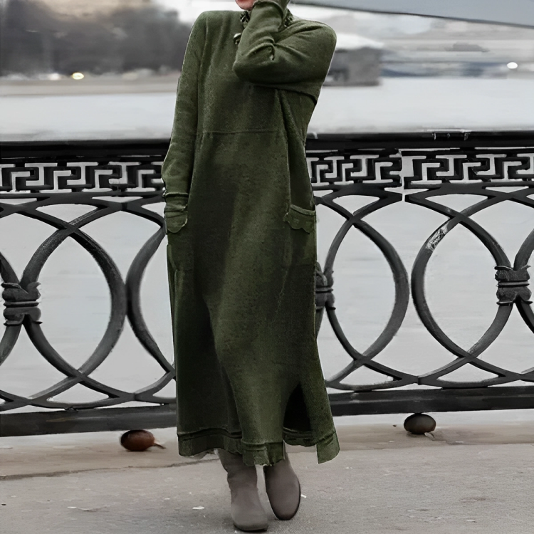 Vera | Langes Strickkleid mit Rundhals