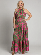 Wilhelmine | Drapiertes Halter-Midi-Kleid
