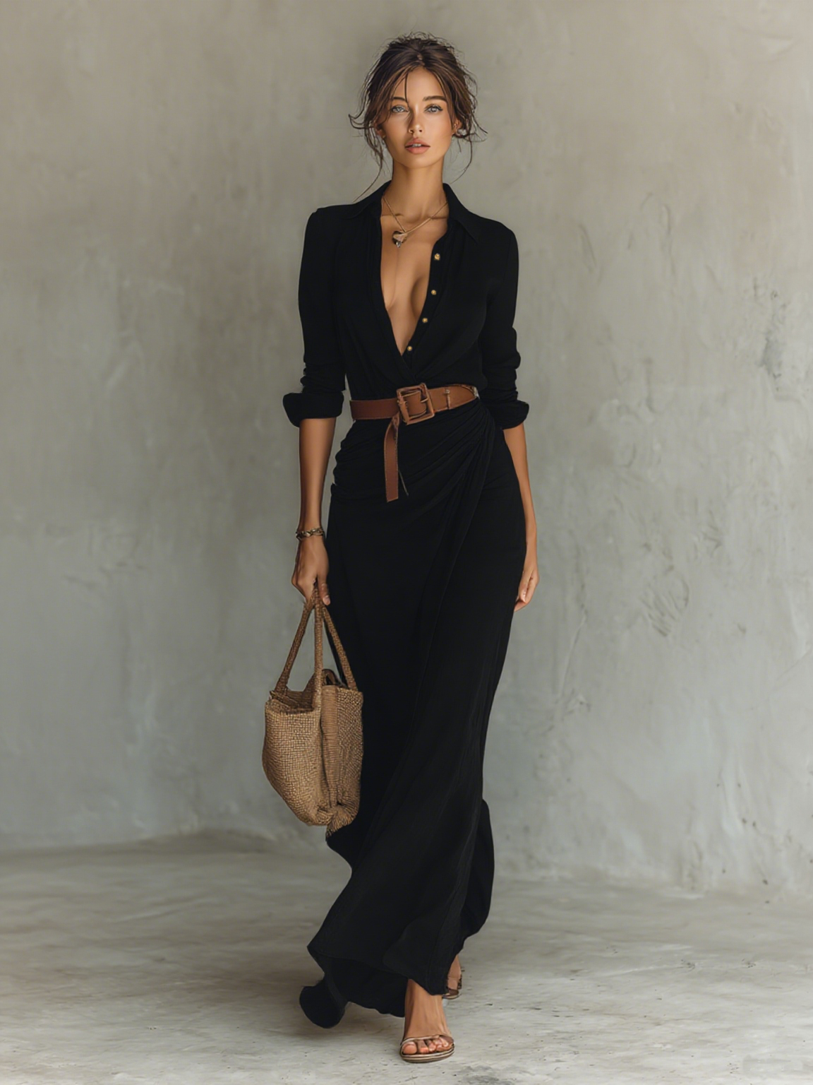 Vera | Langes Kleid mit Reverskragen