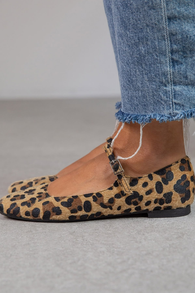 Lena | Ballerina mit Tierdruck und Schnalle