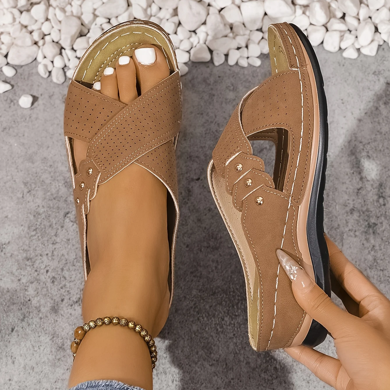 Frieda | Bequeme Keilabsatz-Sandalen mit Stütze