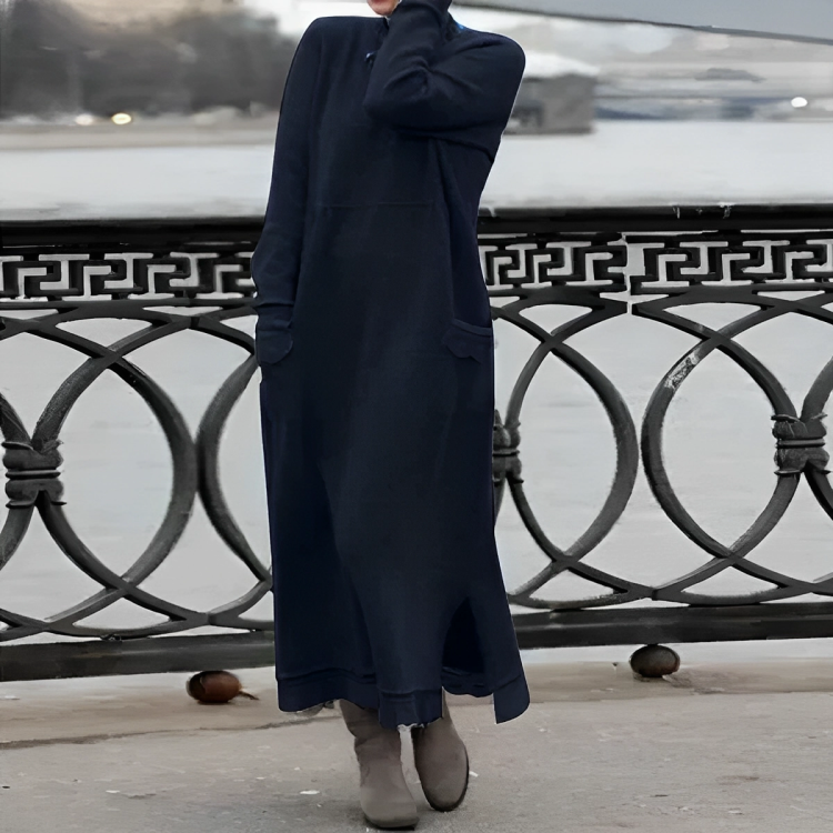 Vera | Langes Strickkleid mit Rundhals