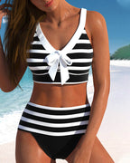 Vera | Gestreifter Bikini mit Highwaist
