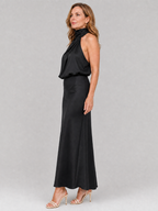 Selma | Ärmelloses Midi-Kleid mit drapiertem Hals