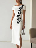 Vivienne | Florales Midi-Kleid mit Bootsausschnitt