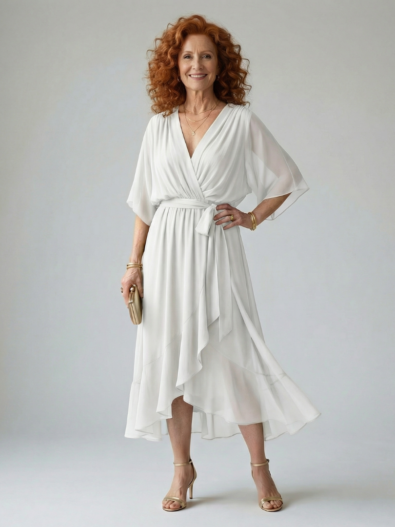 Vera | Leichtes Midikleid mit Drapierung