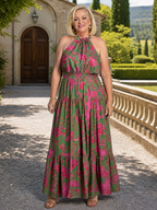 Wilhelmine | Drapiertes Halter-Midi-Kleid