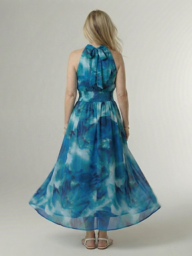 Fenja | Gerafftes Halter-Midikleid für jeden Tag