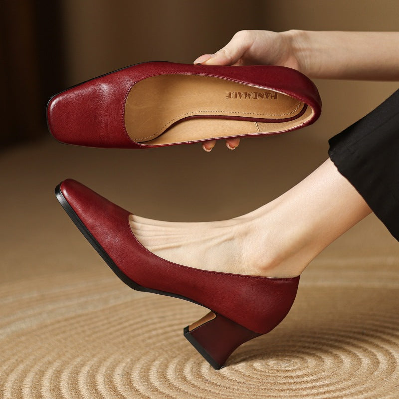 Frieda | Klassische Leder-Pumps mit Blockabsatz