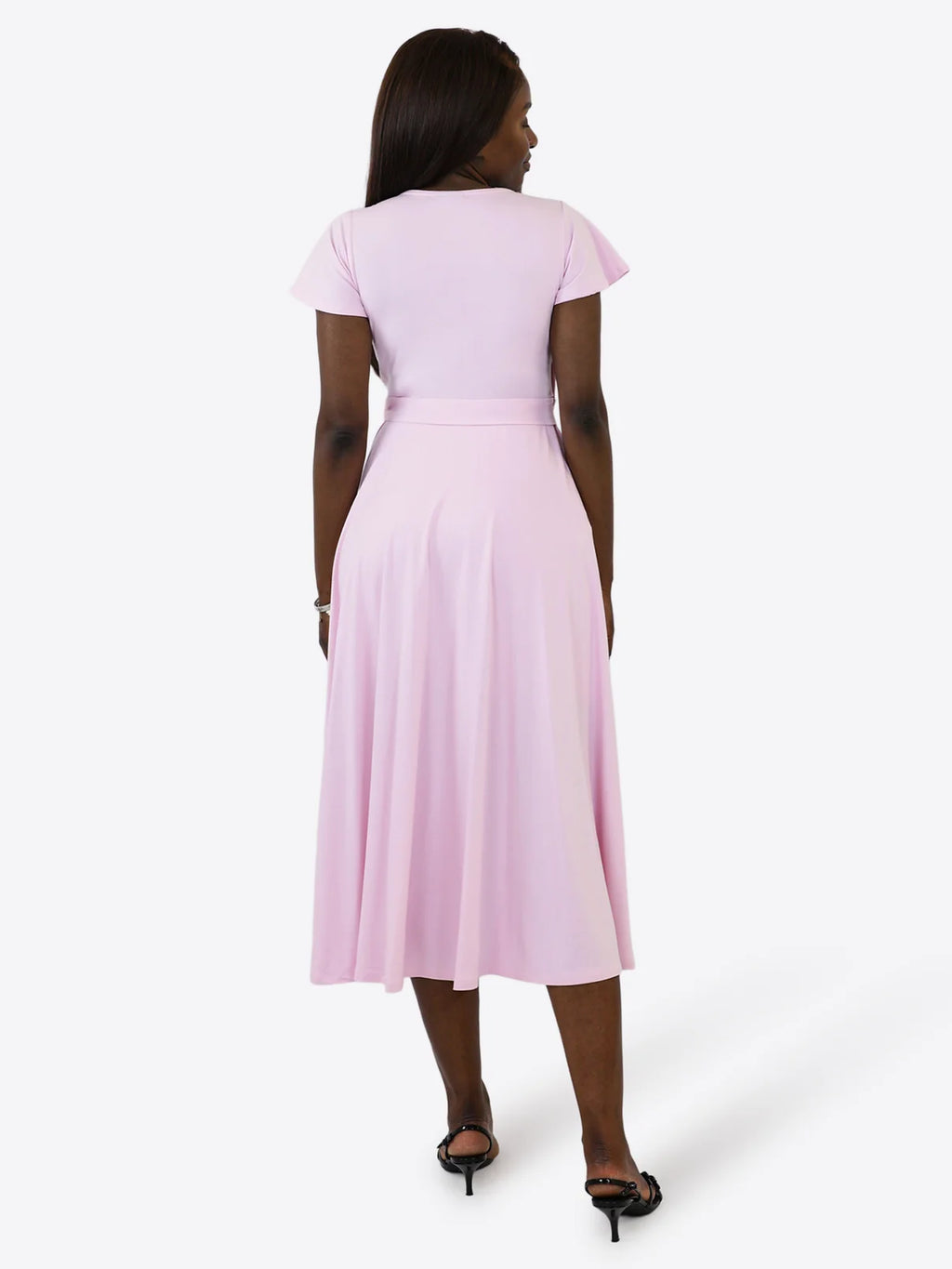 Nora | Midi Wickelkleid mit Flügelärmeln und integrierter Tasche