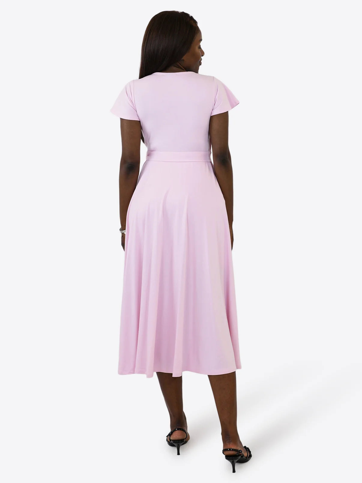 Nora | Midi Wickelkleid mit Flügelärmeln und integrierter Tasche