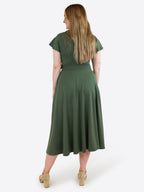 Nora | Midi Wickelkleid mit Flügelärmeln und integrierter Tasche