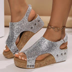Vera | Keilabsatz-Sandalen mit Riemchen