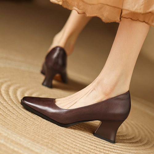 Frieda | Klassische Leder-Pumps mit Blockabsatz