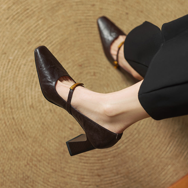 Vera | Elegante Leder-Pumps mit Riemchen