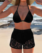 Vera | Edles Spitzen-Bikini-Set in Unifarbe