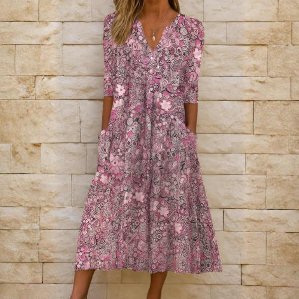 Lena | Fließendes Kleid mit V-Ausschnitt