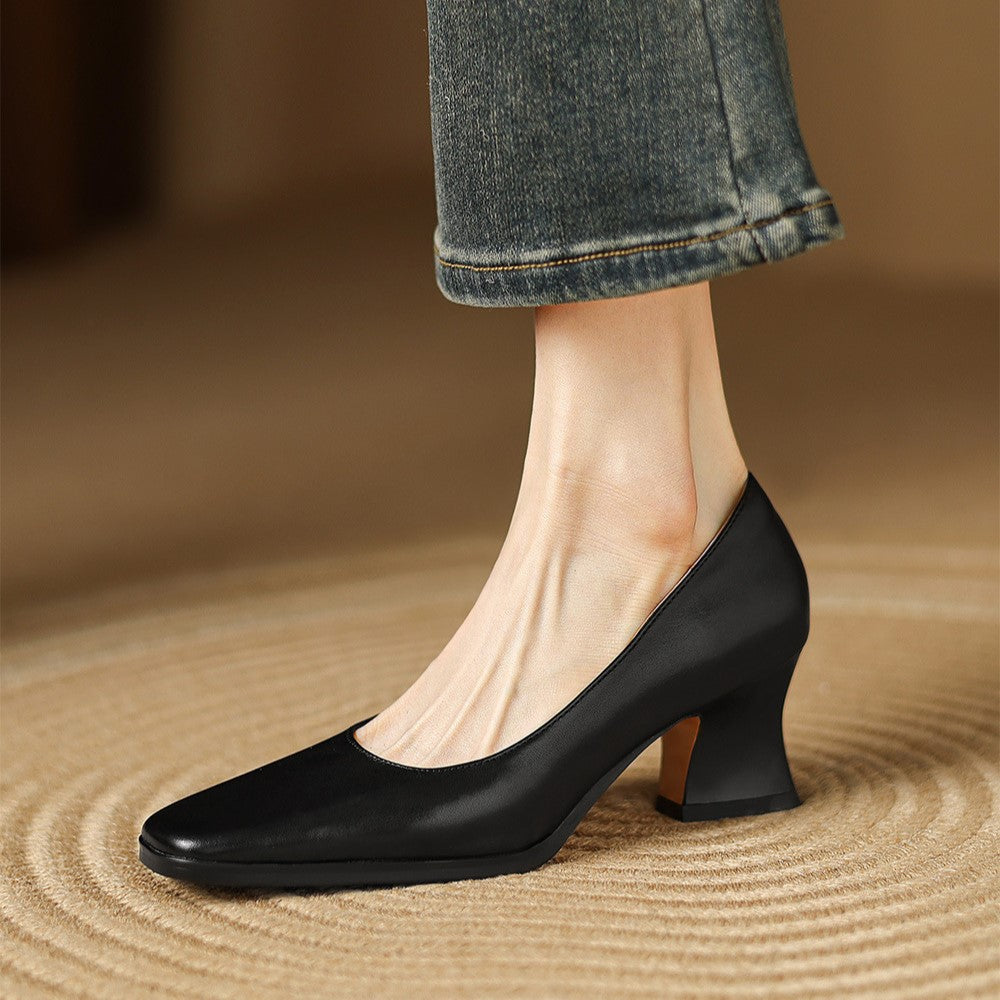 Frieda | Klassische Leder-Pumps mit Blockabsatz