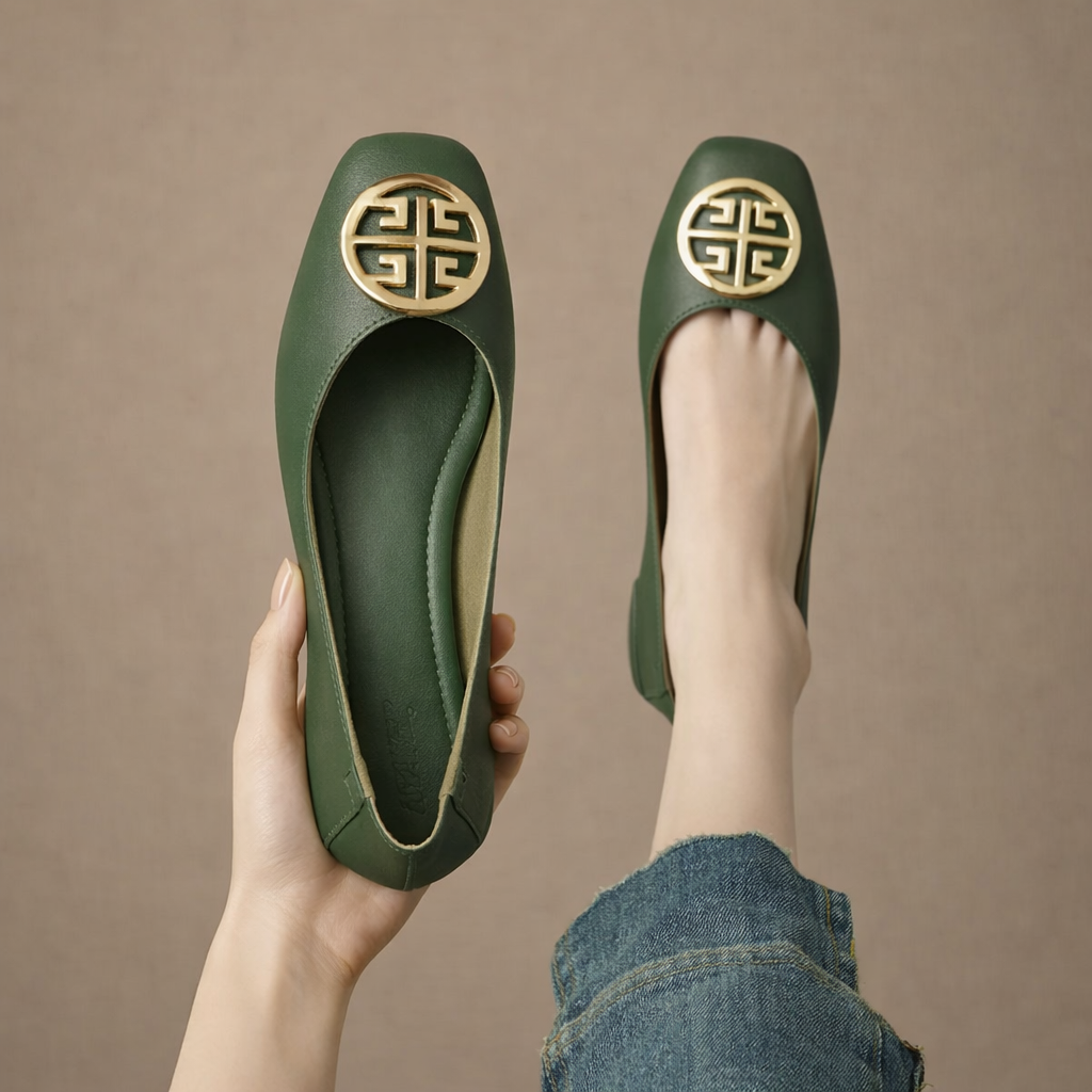 Lena | Flache Leder-Ballerinas mit Blumenprint