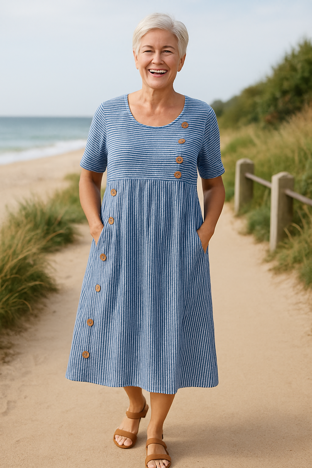 Lena | Gestreiftes Midi-Kleid mit Stil