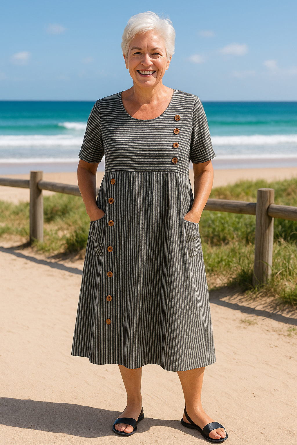 Lena | Gestreiftes Midi-Kleid mit Stil