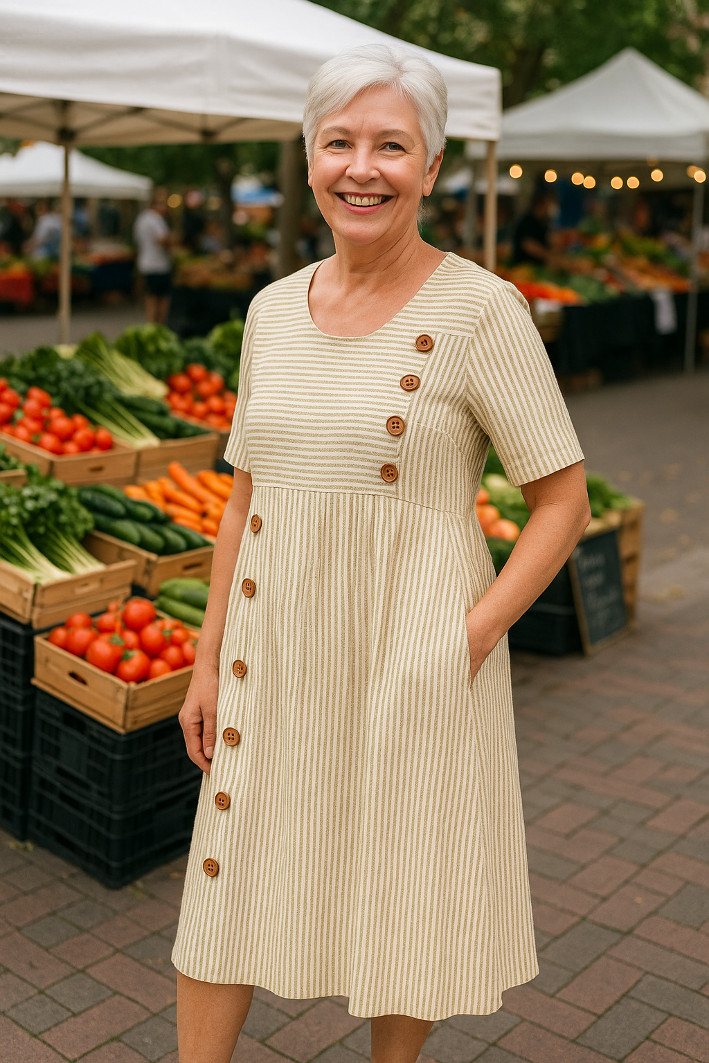 Lena | Gestreiftes Midi-Kleid mit Stil