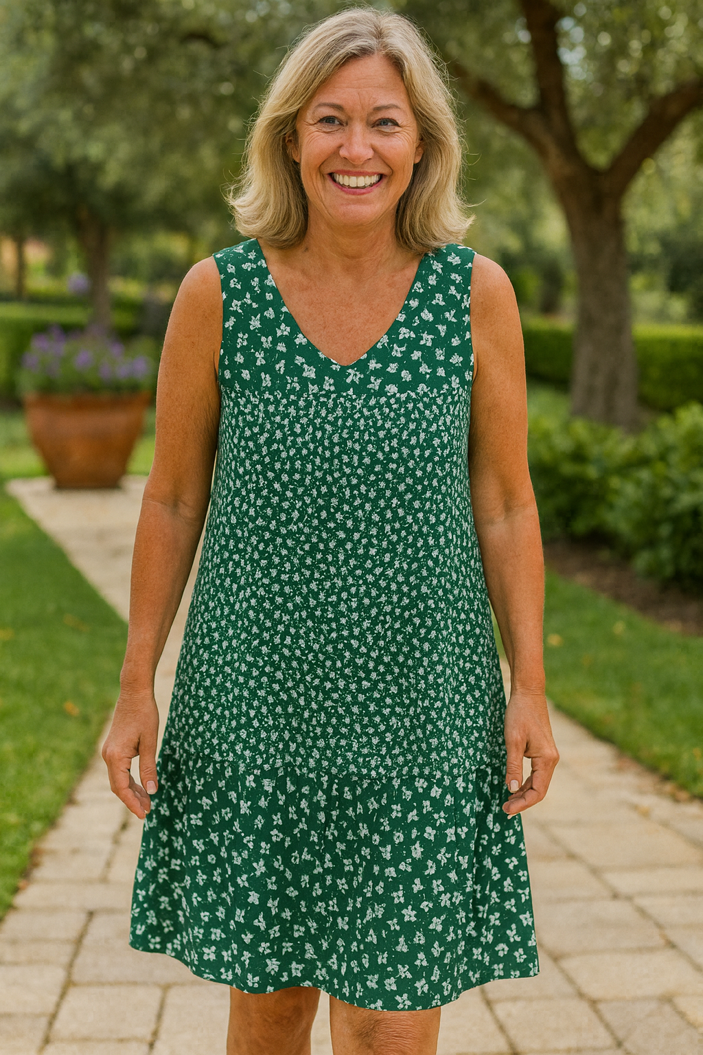 Marlene | Fließendes Midi-Kleid in Unifarbe