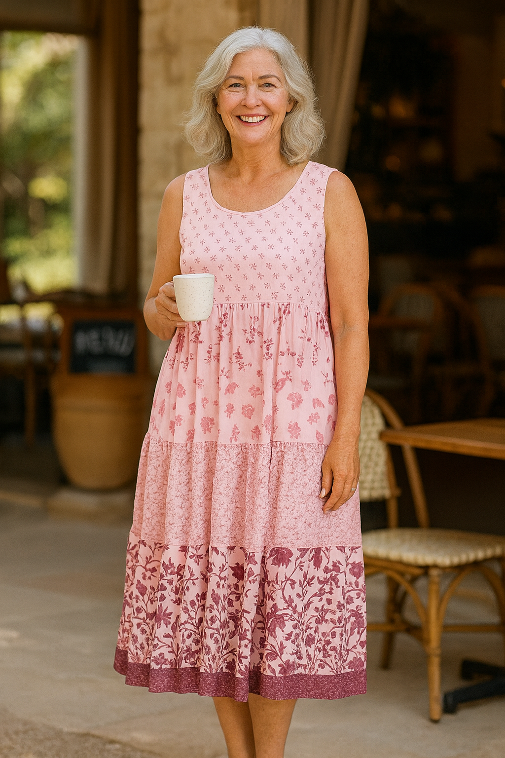 Klara | Fließendes Midi-Kleid in Unifarbe