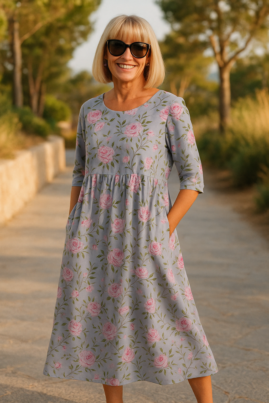 Vera | Lässiges Midi-Kleid aus Webstoff