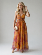 Vera | Fließendes Wickelkleid in Maxilänge