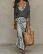 Vera | Satinkleid mit integriertem Pullover
